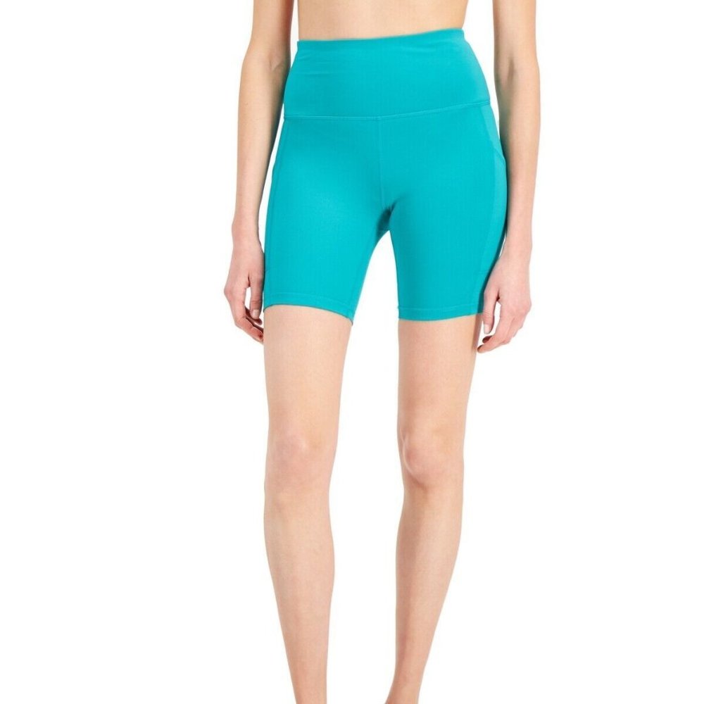 ID Ideology Womens Green Side Pocket Quick Dry Compression 7" Bike Shorts